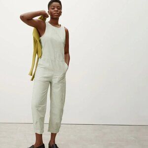 NWT Everlane The Fatigue Jumpsuit barrel leg / cotton linen / sage green / 00